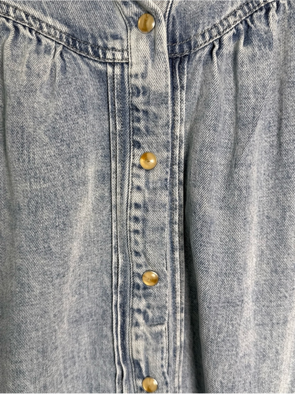 Rails Washed Light Blue Denim Ruffle-Neck Button Down - Picture 3 of 10